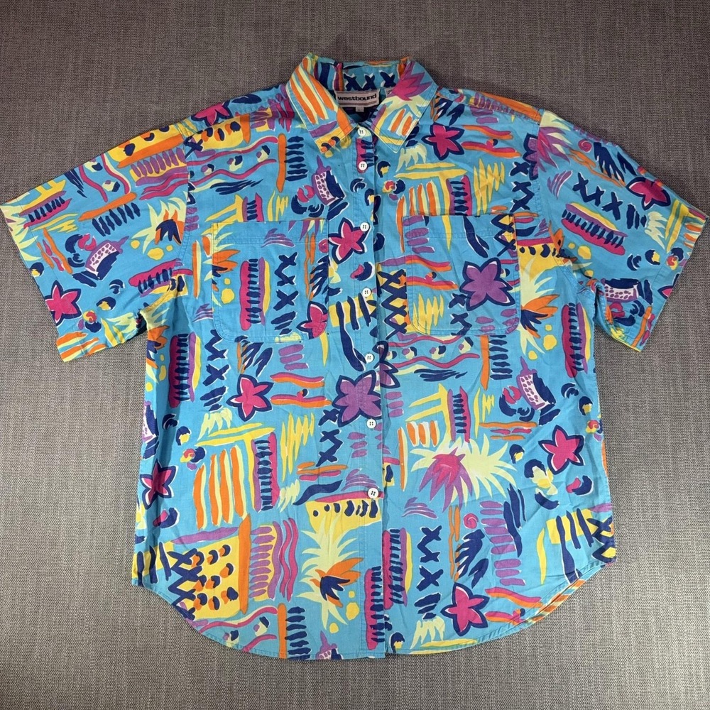 Vintage Westbound Shirt Mens Large Multicolor Tropical Hawaiian Button Up